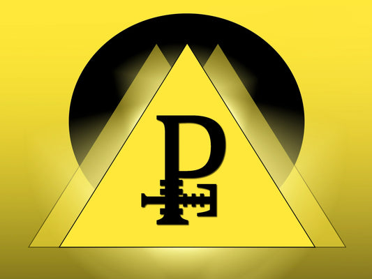 Ein Zeichen, was als Logo für die Pneumatherape verwendet wird: Ein P mit eine horizontal gekreuztem T.